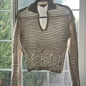 MADEWELL Off White Cotton Long Sleeve V-Neck Sweater Size Small